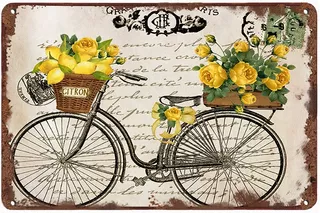Letrero Retro De Estao Vintage Limn Y Rosas Bicicleta Decora