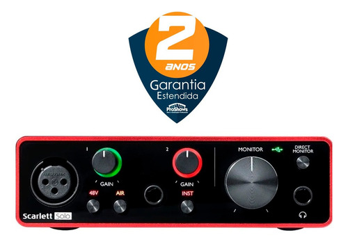 Interface De Áudio Usb Focusrite Scarlett Solo 3 Geração Nfe