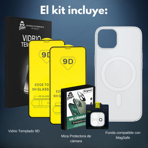 Kit Funda Magsafe + Mica Pantalla + Mica Cámara Para iPhone