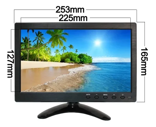 Monitor 10 Pulgadas Lcd Entrada Hdmi Vga Rca
