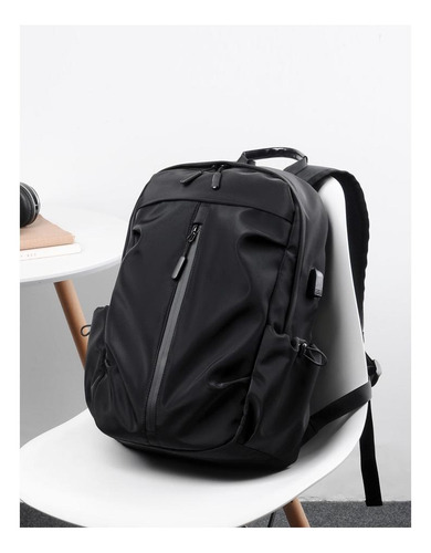 Mochila Reforzada Usb Impermeable Tira P Carry-on Porta Comp Color 02 Negro Q1 Diseño de la tela Memory Fabric