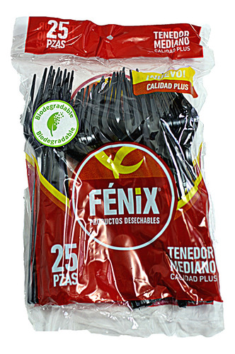 Tenedores Biodegradable Negro Mediano Caja C/ 40pack/25pza
