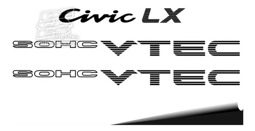 Calcos Sohc Vtec + Civic Lx De Baúl De Honda Civic Kit