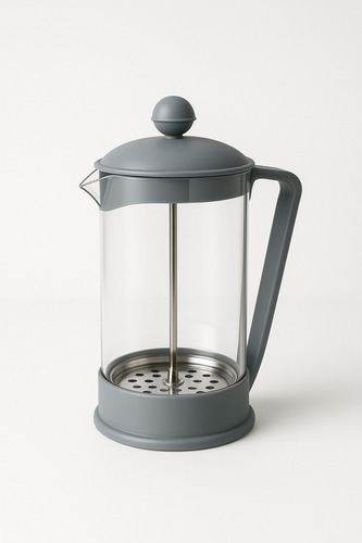 Cafetera Prensa Con Embolo 600 Ml Vidrio A Presión Café Prensa Francesa Plateada