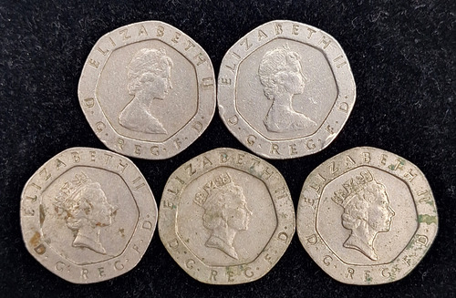 Inglaterra 5 Moedas 20 Pence 1982 Diferentes Datas Veja (Usado)