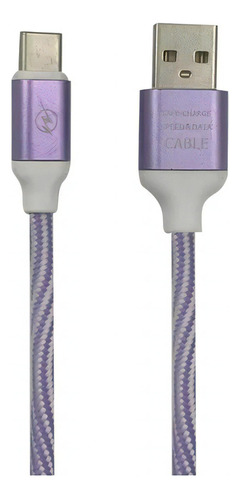 Cable De Carga Gtc Usb A Usb Tipo C 1m Entelado Reforzado Color Violeta