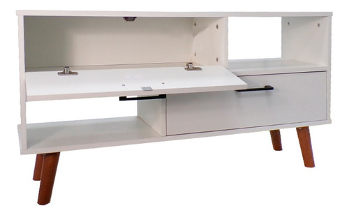 Mueble Mesa Para Tv Estilo Nordiko Vintage Minimalista Color Blanco