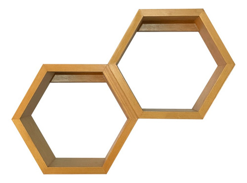 Repisa De Madera Natural En Forma De Hexagono