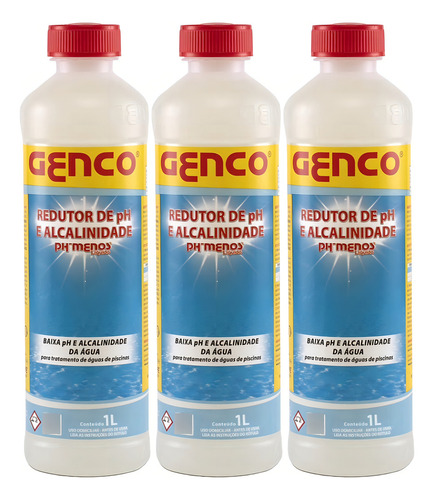 3x Ph Menos Redutor De Ph Líquido 1l
