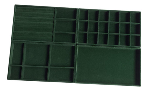 Bandejas De Joyería De 4 Piezas De Joyería Verde Velvet