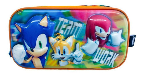 Imagen 1 de 1 de Lapicera Escolar Infantil De Sonic Doble Compartimiento