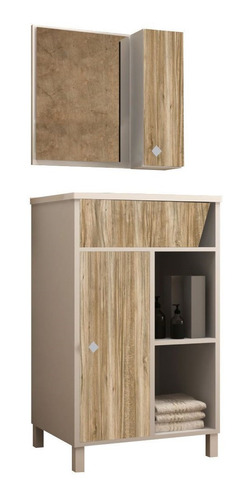 Mueble De Baño Con Botiquín Puertas Y Estantes - 45cm Ancho