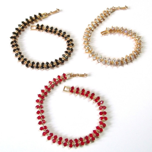 Lote Com 20 Pulseiras Banhadas A Ouro Com Gemas Naturais.