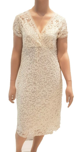 Vestido Fiesta Corto Encaje Claro Midi Xl Sabah Desing