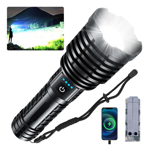 Linterna Led Recargable 1800000 Lúmenes 5 Modos Zoom
