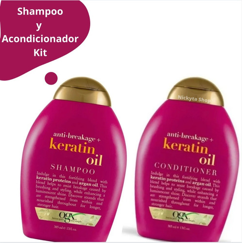 Shampoo Y Acondicionador Ogx Keratina Oil 385ml Kit
