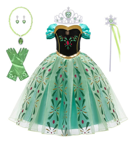 Vestido Anna Princess Frozen For Niñas Falda Estampada D