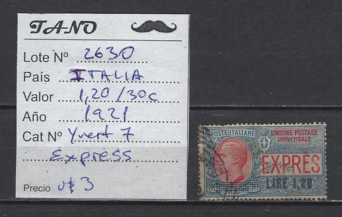 Lote2630 Italia 1.20lire/30cent. 1921 Yvert# 7 Express