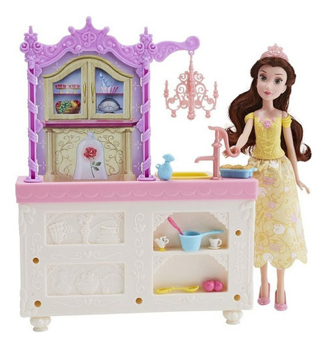 Princesa Bella Muñeca Disney Cocinita Real Pot Y Chip