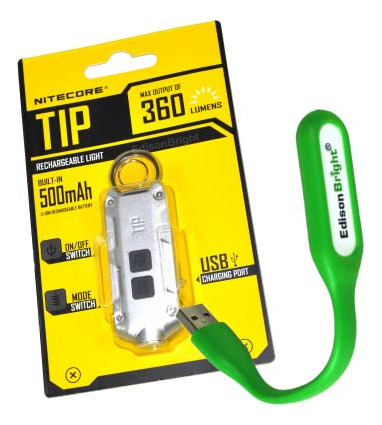 Linterna Llavero Recargable Usb Nitecore Tip 360 Lm, Plata +