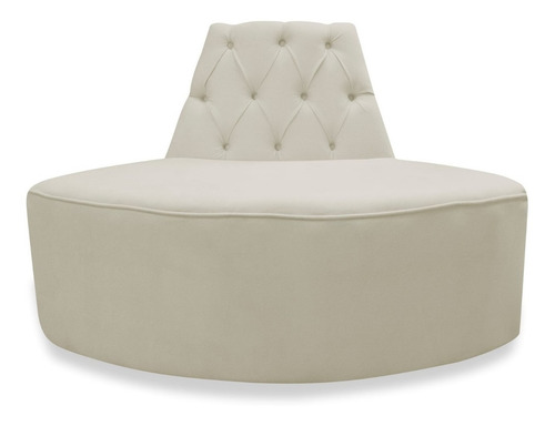 Recamier Sofá Puff Puf Redondo Decorativo Ilha Khloe 8 Lugares Capitonê Corano Bege Para Sala De Estar Recepção Quarto
