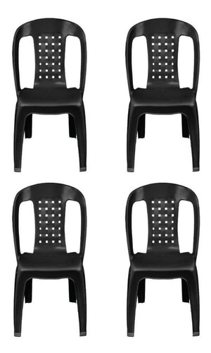 Combo Kit 4 Cadeiras Plásticas Bistrô Para Mesa Resistente