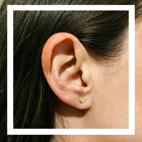 Aretes Broquel Circulo Liso Para Niña Y Adulto. Oro 10k