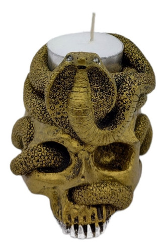 Cráneo Con Cobra Porta Vela 8cm