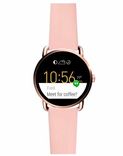 Correa De Piel Premium Pink Para Fossil Q Wander