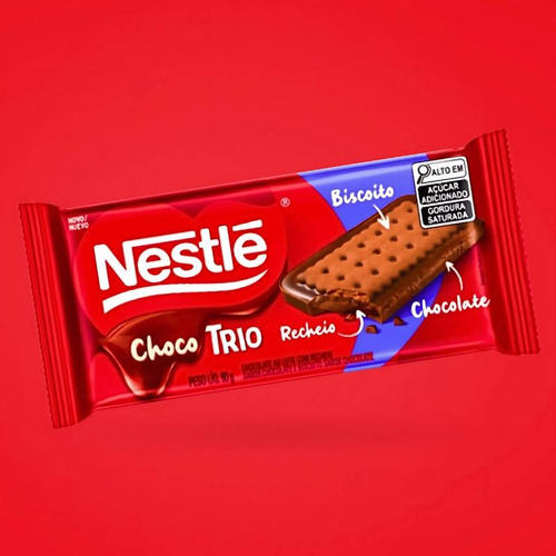 Chocolate Nestlé Chocotrio Chocobiscuit Kit 10 Barras De 90g