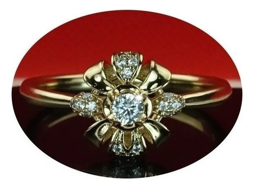 Anillos Compromiso Oro 18k Regalo Mama Mujer Flor Real Fina.