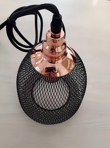 Pendente Copper Metal Cobre E Preto 1e27 41cm Xn003 Bella