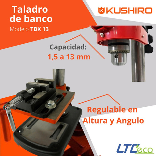 Imagen 3 de 10 de Taladro De Banco 13mm Agugereadora De Pie Con Morsa Kushiro