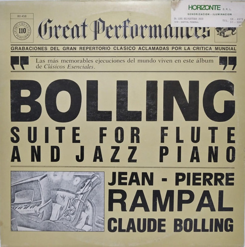 Bolling, Jean Pierre  - Suite For Flute And Jazz Piano Lp