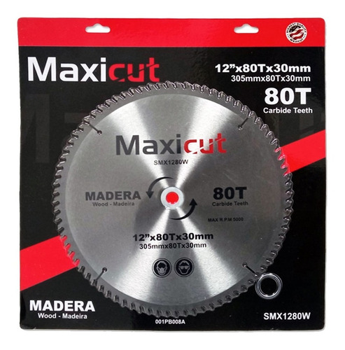 Disco De Corte Para Madera 12 X 80dientes X 30mm  Maxicut