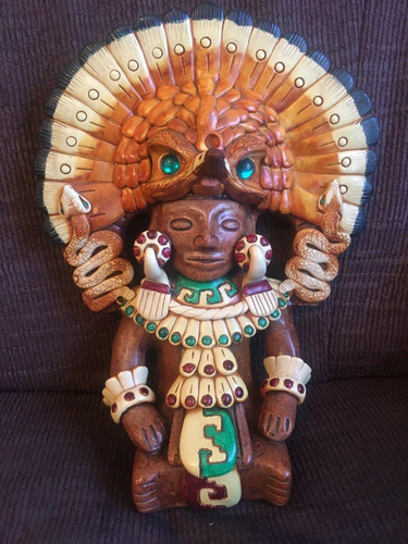 Escultura Indio Azteca Artesanía Original De Mexico