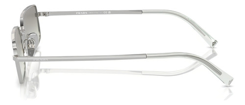 Óculos De Sol Prada Signature Prata Pra60s 1bc80g-59 Armação Prateado Haste Prateado Lente Cinza
