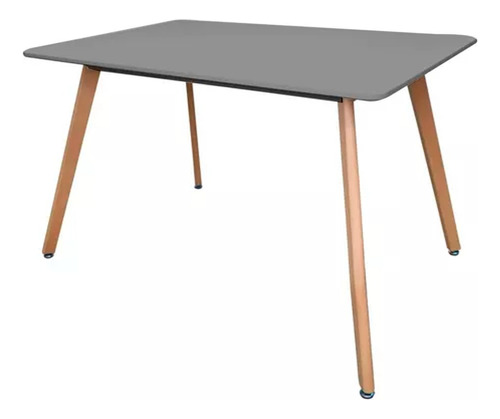 Mesa Moderna Eames Negra Patas De Madera P/comedor Oficina