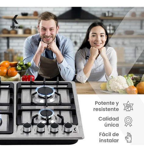 Parrilla A Gas De Acero Inoxidable 4 Quemadores Empotrable Plateado