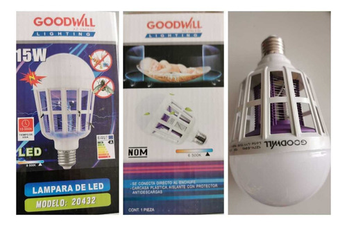 Foco Grande Led 15w Lampara Matamosquito Insectos 3 Funcione