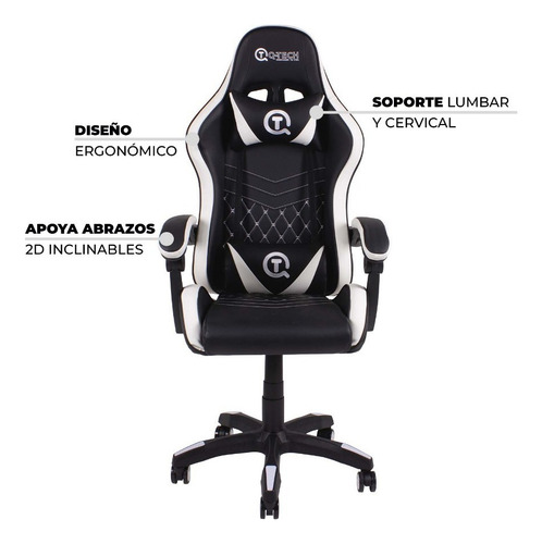 Sillas Gamer Gaming Económica Reclinable Altura Ajustable Color Blanco