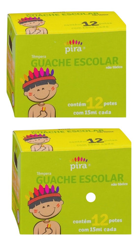 Tempera Guache 12 Cores Piratininga 15 Ml Kit 2 Caixas Cor Colorido
