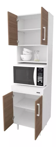 Despensero Organizador 1 Puerta 1.80 MTS. Mueble de Cocina Carvalho Mezzo  frente Blanco