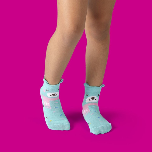 Imagem 2 de 5 de Kit Meias Meninas 3d Bichinhos Colorida Criança Conjunto