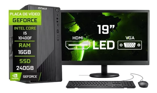 PC Gamer Completo Intel Core i5 Memoria Ram 16GB SSD 240GB Monitor