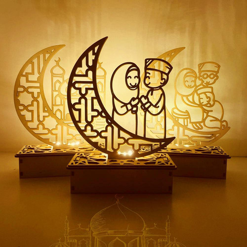 Decoración Led De Madera Para Ramadán, Eid Ramadan, Portátil