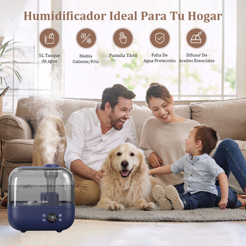Sejoy JSQ-F50A1 5L Humidificadores Niebla Cálida Y Fría Para Dormitorio Y Habitación De Plantas Con Sensor De Humedad Integrado Aceite Esencial 127V Azul
