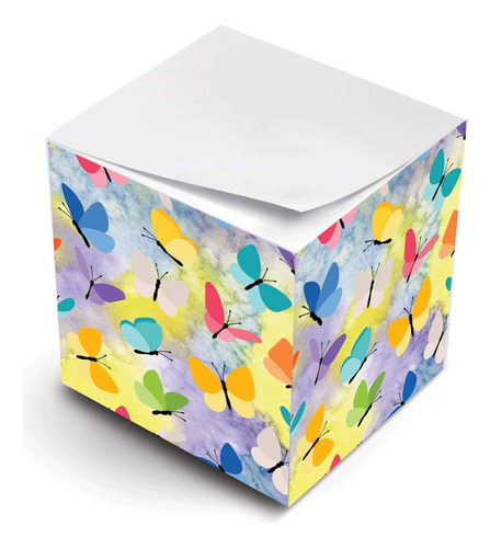 N - Diseño Mariposas: Fondo Multicolor 550 Hoja Cubo