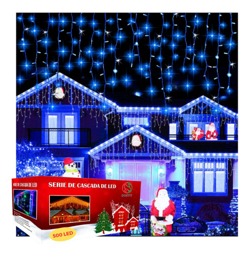 Luces de navidad y decorativas Dosyu dy-ice300l-csc 9m de largo 110V - azul con cable transparente