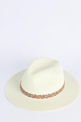 Sombrero Unicolor De Paja Con Lazo Decorativo